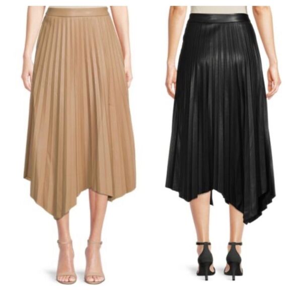 ELIE TAHARI ​Faux Leather Pleated Skirt - Picture 1 of 10